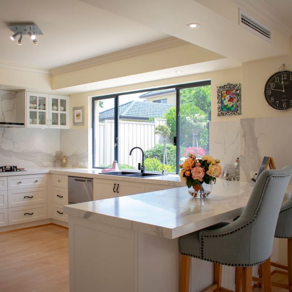 Bright open kitchen wooden flooring