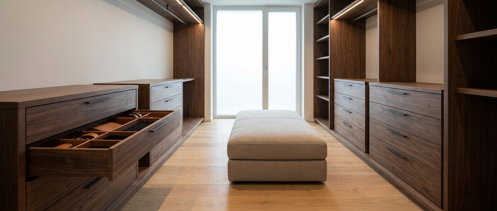 Walk In Wardrobe Drawers: Sizes, Layouts, Materials and Costs | Joyce Kitchens Perth